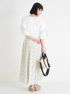 Re-J＆SUPURE(リジェイ＆スプル) |【接触冷感】袖ビジュー付きレース切り替えトップス