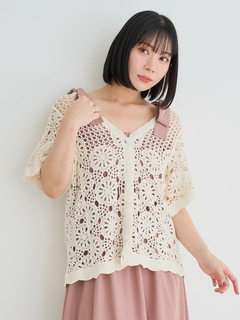 Re-J＆SUPURE(リジェイ＆スプル) |【WEB限定】透かし編み花柄カーディガン