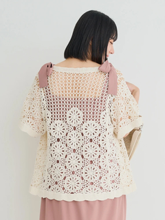 Re-J＆SUPURE(リジェイ＆スプル) |【WEB限定】透かし編み花柄カーディガン