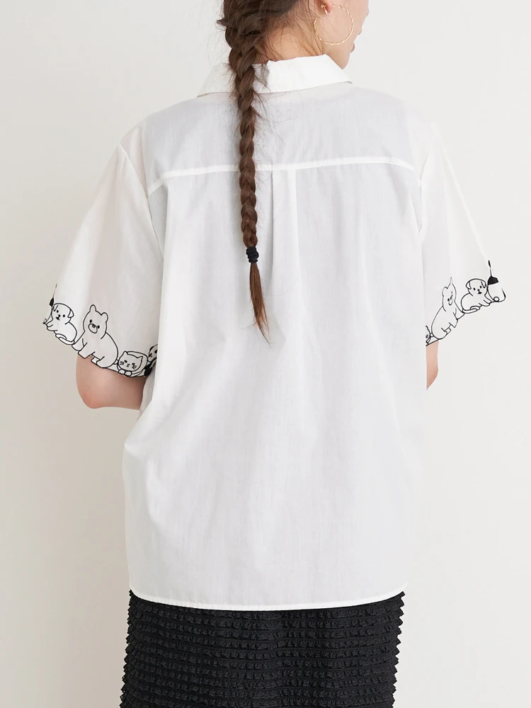 WEB限定】袖アニマル刺繍シャツ（大きいサイズ・ぽっちゃり女子