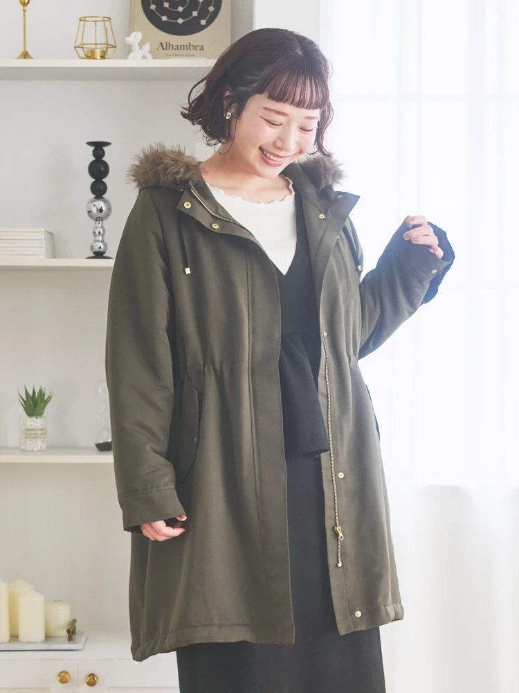 裏ボアモッズコート（大きいサイズ・ぽっちゃり女子向け｜ジャケット
