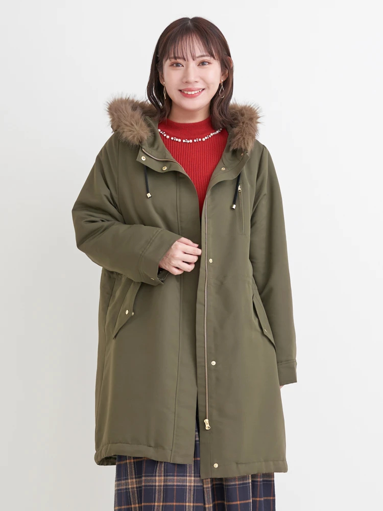 裏ボアモッズコート（大きいサイズ・ぽっちゃり女子向け｜ジャケット