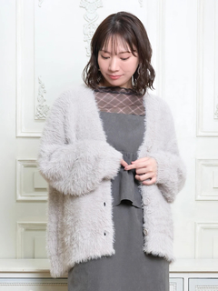 Re-J＆SUPURE(リジェイ＆スプル) |シャギーニットVネックゆるカーディガン