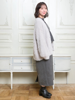 Re-J＆SUPURE(リジェイ＆スプル) |シャギーニットVネックゆるカーディガン