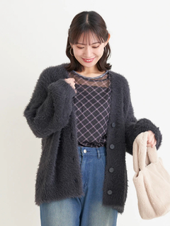 Re-J＆SUPURE(リジェイ＆スプル) |シャギーニットVネックゆるカーディガン