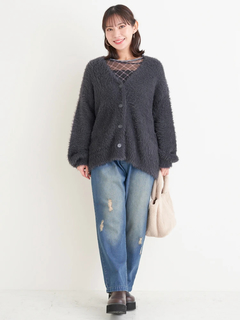 Re-J＆SUPURE(リジェイ＆スプル) |シャギーニットVネックゆるカーディガン