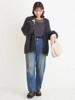 Re-J＆SUPURE(リジェイ＆スプル) |シャギーニットVネックゆるカーディガン