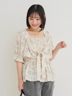 Re-J＆SUPURE(リジェイ＆スプル) |【WEB限定】花柄シャーリングリボンブラウス