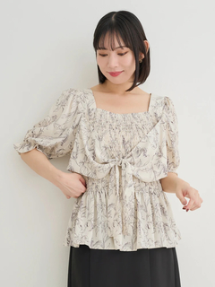Re-J＆SUPURE(リジェイ＆スプル) |【WEB限定】花柄シャーリングリボンブラウス
