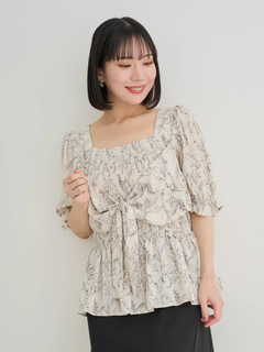 Re-J＆SUPURE(リジェイ＆スプル) |【WEB限定】花柄シャーリングリボンブラウス