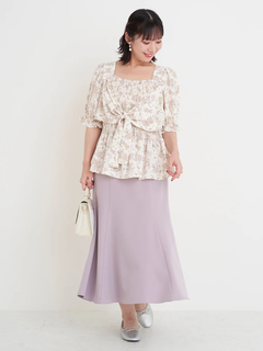 Re-J＆SUPURE(リジェイ＆スプル) |【WEB限定】花柄シャーリングリボンブラウス