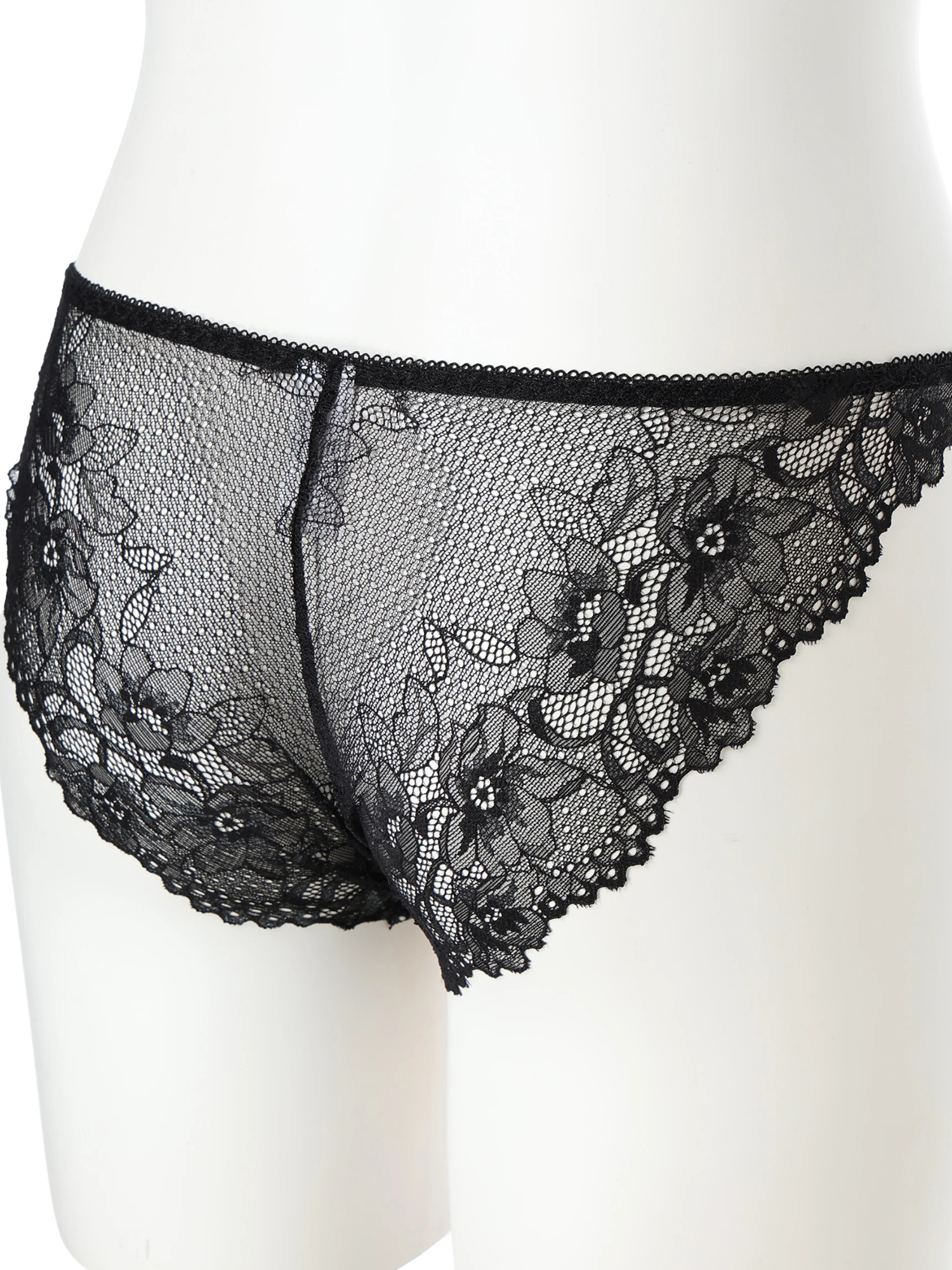 D85-I95］【脇高】アップリケレースブラ＆ショーツ(モールド