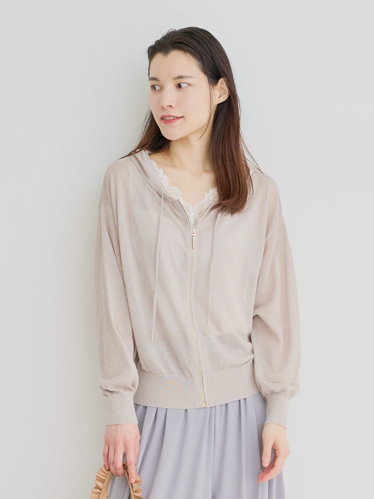 シアーニットZIPパーカー（大きいサイズ・ぽっちゃり女子向け