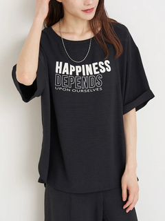 Re-J＆SUPURE(リジェイ＆スプル) |【接触冷感・吸水速乾】シボサテン５分袖ロゴTシャツ（セットアップ可）