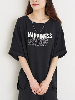 Re-J＆SUPURE(リジェイ＆スプル) |【接触冷感・吸水速乾】シボサテン５分袖ロゴTシャツ（セットアップ可）
