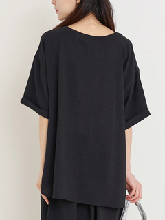 Re-J＆SUPURE(リジェイ＆スプル) |【接触冷感・吸水速乾】シボサテン５分袖ロゴTシャツ（セットアップ可）
