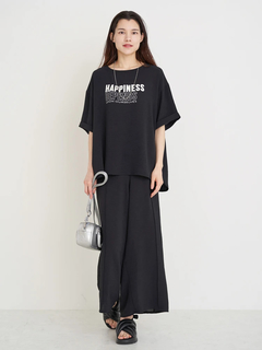 Re-J＆SUPURE(リジェイ＆スプル) |【接触冷感・吸水速乾】シボサテン５分袖ロゴTシャツ（セットアップ可）