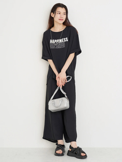 Re-J＆SUPURE(リジェイ＆スプル) |【接触冷感・吸水速乾】シボサテン５分袖ロゴTシャツ（セットアップ可）