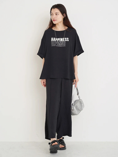 Re-J＆SUPURE(リジェイ＆スプル) |【接触冷感・吸水速乾】シボサテン５分袖ロゴTシャツ（セットアップ可）