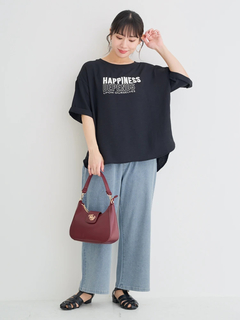 Re-J＆SUPURE(リジェイ＆スプル) |【接触冷感・吸水速乾】シボサテン５分袖ロゴTシャツ（セットアップ可）