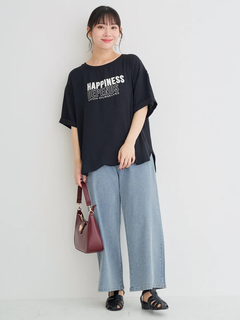 Re-J＆SUPURE(リジェイ＆スプル) |【接触冷感・吸水速乾】シボサテン５分袖ロゴTシャツ（セットアップ可）