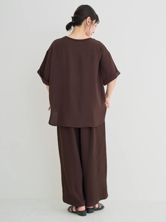 Re-J＆SUPURE(リジェイ＆スプル) |【接触冷感・吸水速乾】シボサテン５分袖ロゴTシャツ（セットアップ可）