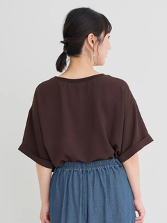 Re-J＆SUPURE(リジェイ＆スプル) |【接触冷感・吸水速乾】シボサテン５分袖ロゴTシャツ（セットアップ可）