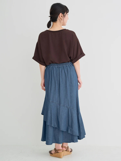 Re-J＆SUPURE(リジェイ＆スプル) |【接触冷感・吸水速乾】シボサテン５分袖ロゴTシャツ（セットアップ可）