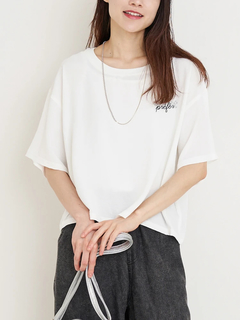 Re-J＆SUPURE(リジェイ＆スプル) |【接触冷感・吸水速乾】シボサテン胸ロゴTシャツ（セットアップ可）