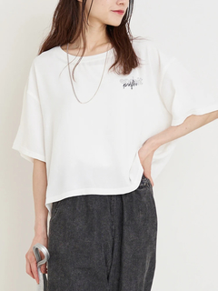 Re-J＆SUPURE(リジェイ＆スプル) |【接触冷感・吸水速乾】シボサテン胸ロゴTシャツ（セットアップ可）