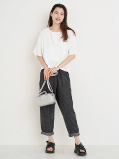 Re-J＆SUPURE(リジェイ＆スプル) |【接触冷感・吸水速乾】シボサテン胸ロゴTシャツ（セットアップ可）