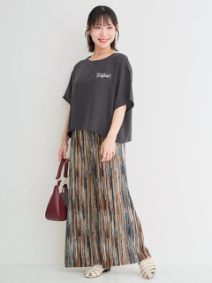 Re-J＆SUPURE(リジェイ＆スプル) |【接触冷感・吸水速乾】シボサテン胸ロゴTシャツ（セットアップ可）
