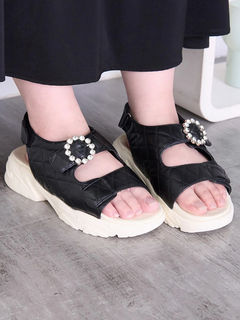 Re-J＆SUPURE(リジェイ＆スプル) |【la farfa SHOES/ラ・ファーファシューズ】ビジューバックル厚底スポーツサンダル
