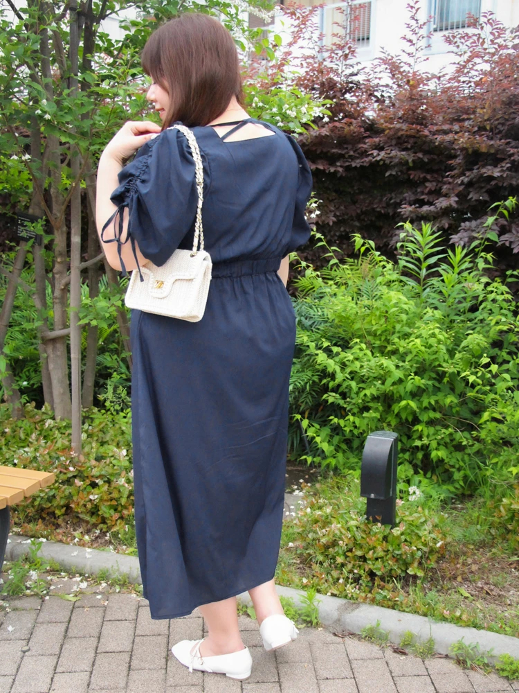 【Kannaコラボ】シャーリングワンピース Kannaコラボ】シャーリングワンピース（大きいサイズ