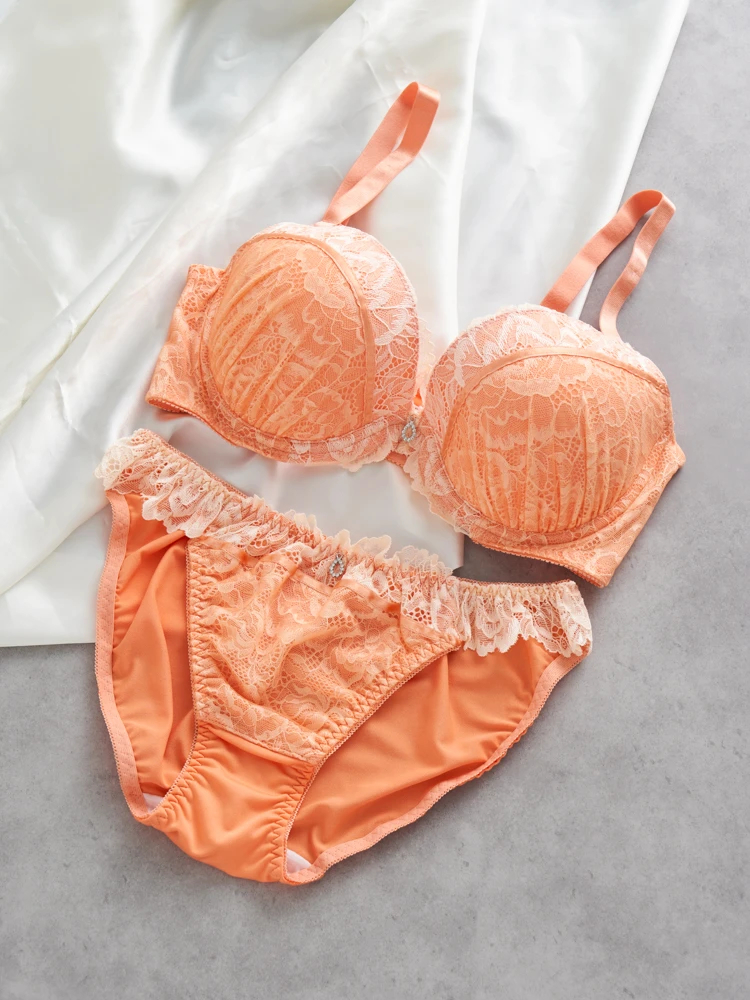 WEB限定】[D85-H95］エレガントレーシーブラ＆ショーツ(モールドカップ