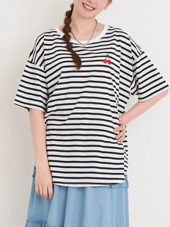 Re-J＆SUPURE(リジェイ＆スプル) |チェリー刺繍Tシャツ（無地・ボーダー柄）