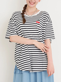 Re-J＆SUPURE(リジェイ＆スプル) |チェリー刺繍Tシャツ（無地・ボーダー柄）