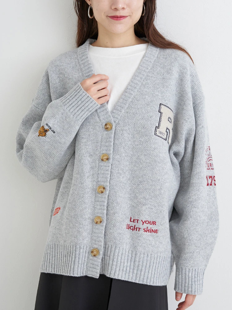 送料無料【Fissora】ウール長袖カーディガン/アップリケ/ドットストライプ/レトロ/ヴィンテージ フラッフィーウール カーディガンジャケット - yozora - ほぼ日刊