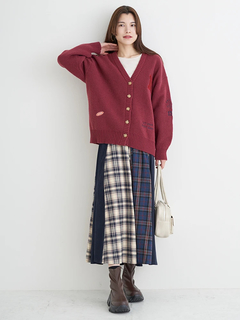 Re-J＆SUPURE(リジェイ＆スプル) |サガラ刺繍ワッペンニットカーディガン