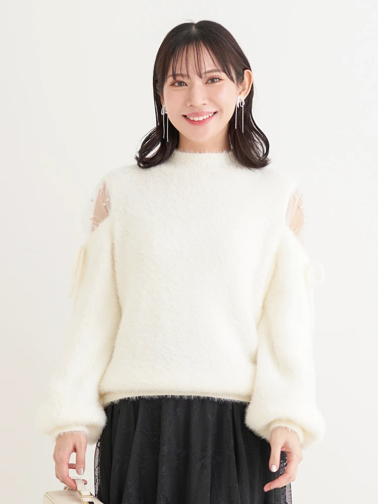 チュールリボンフェザーニット（ニット/セーター）｜hinari（ヒナリ