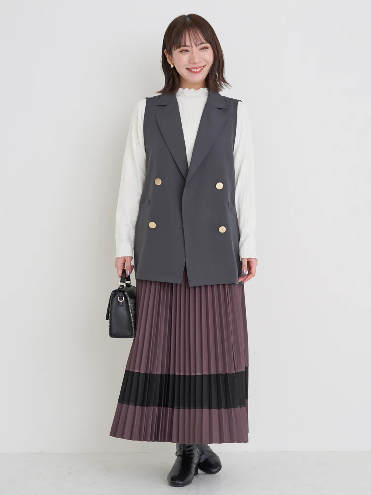 Wボタンベスト（大きいサイズ・ぽっちゃり女子向け｜ジャケット