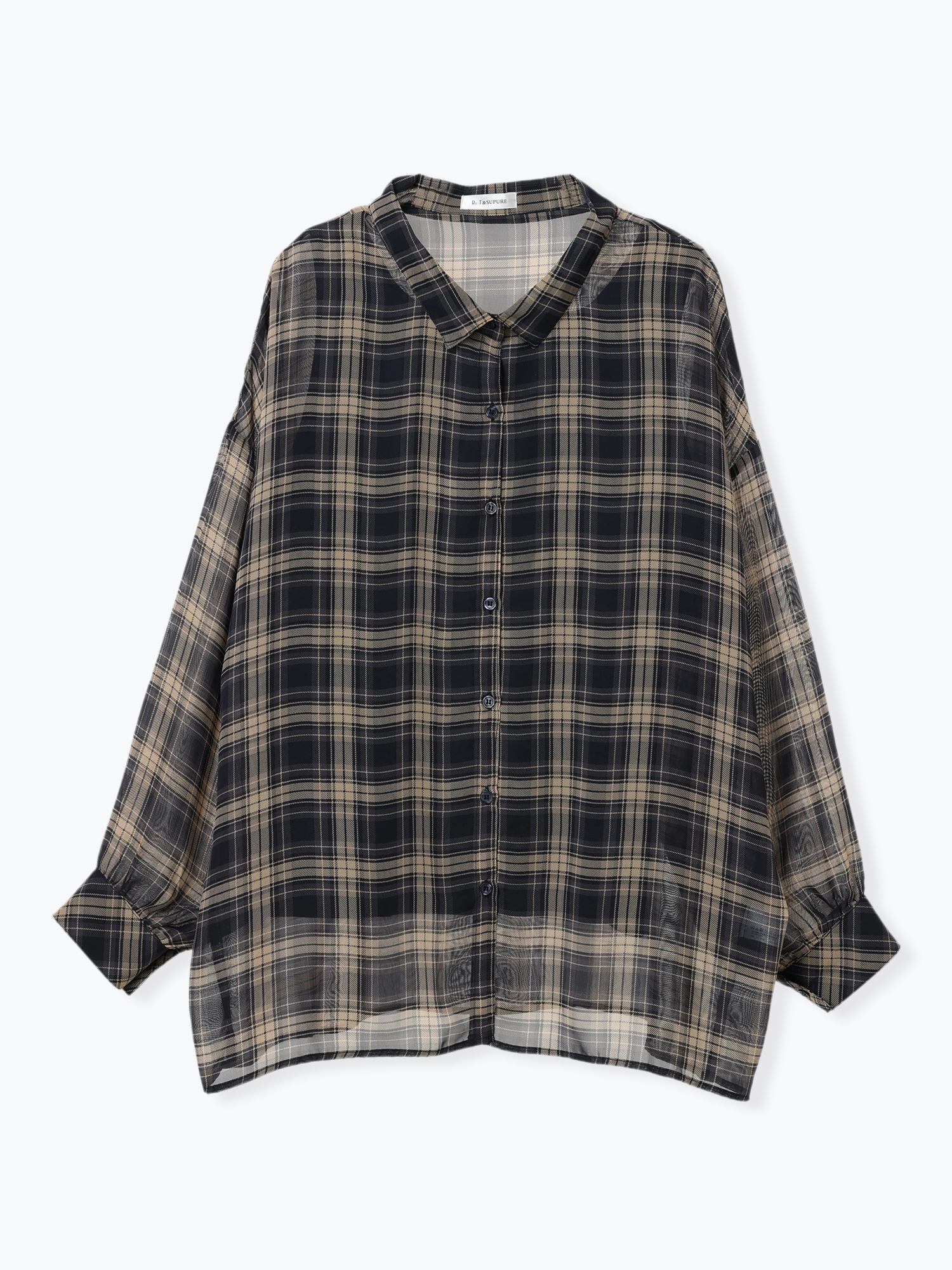 チェックトップス♡大きいサイズ SET]チェック柄シアーシャツ×タンクトップ（大きいサイズ