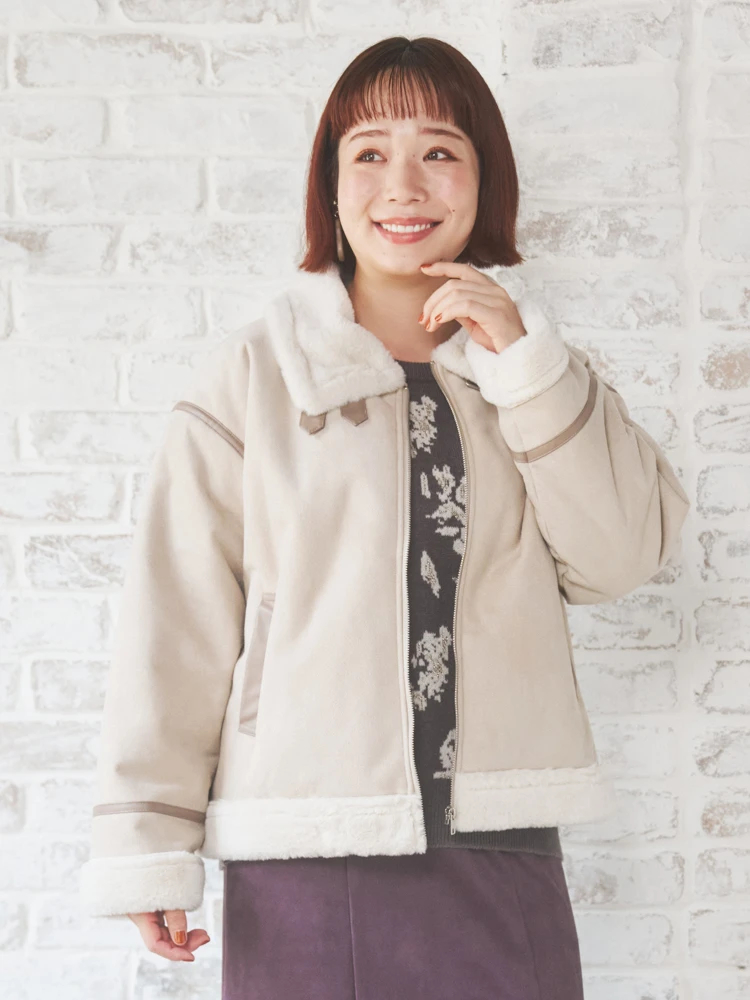 ムートンファージャケット（大きいサイズ・ぽっちゃり女子向け