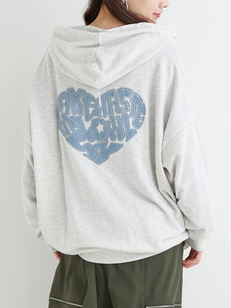 ハートデニムロゴZIPパーカー（大きいサイズ・ぽっちゃり女子向け