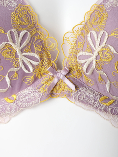 Re-J＆SUPURE(リジェイ＆スプル) |【WEB限定/脇高】[D85-I95］ローズリボン刺繍ブラ＆ショーツ(モールドカップ)