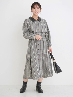 Re-J＆SUPURE(リジェイ＆スプル) |フェイクレザー襟トレンチシャツワンピース