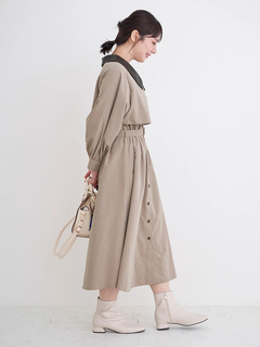 Re-J＆SUPURE(リジェイ＆スプル) |フェイクレザー襟トレンチシャツワンピース