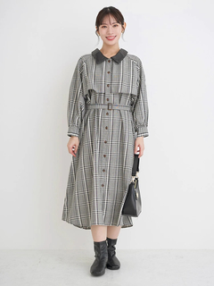 Re-J＆SUPURE(リジェイ＆スプル) |フェイクレザー襟トレンチシャツワンピース