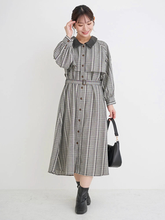 Re-J＆SUPURE(リジェイ＆スプル) |フェイクレザー襟トレンチシャツワンピース