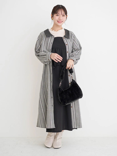 Re-J＆SUPURE(リジェイ＆スプル) |フェイクレザー襟トレンチシャツワンピース